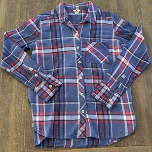 Woolrich Shirt Women's Pink Blue Plaid Flannel Long Sleeve Button Up